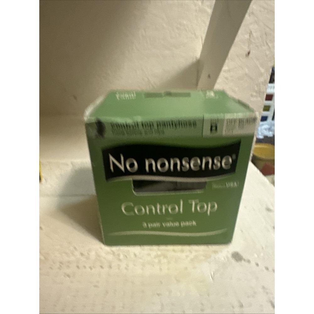 No Nonsense Control Top Comfort UA4 OFF BLACK Sheer Toe Pantyhose 3 pair Size B